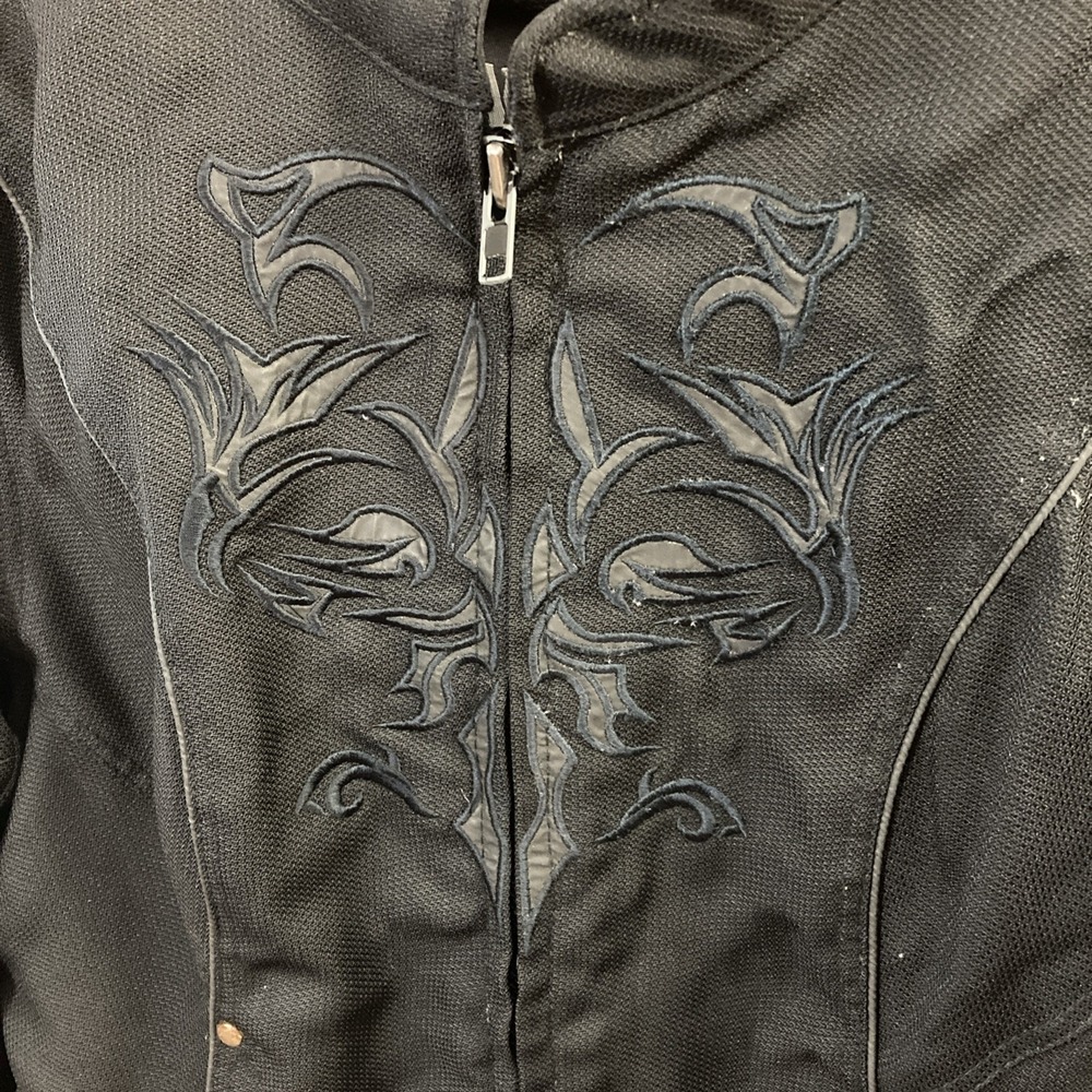 NexGen Reflective Tribal Motorcycle Jacket Sz XXL Black Textile Vented‎ Goth